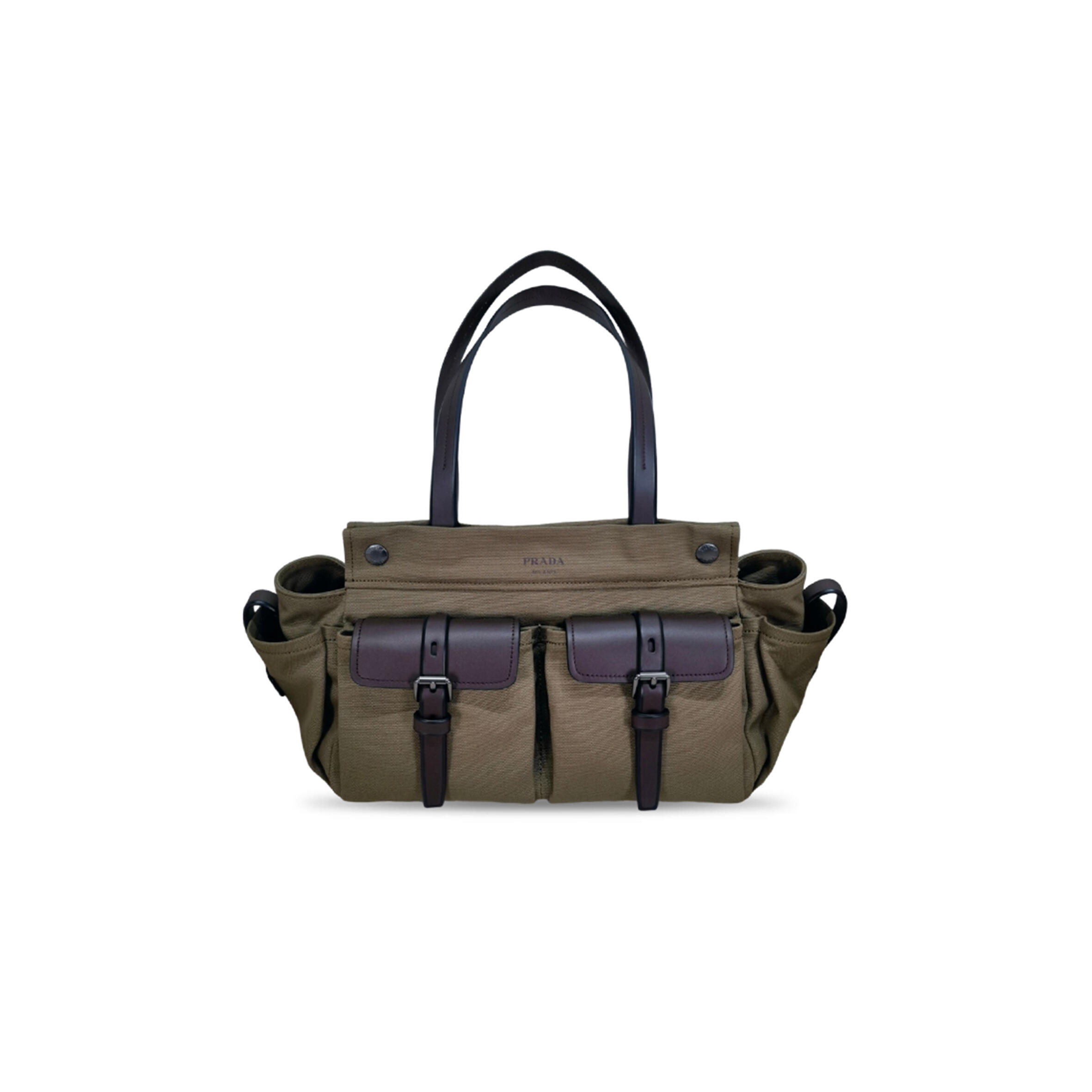 PRADA ROUTE CANVAS AND LEATHER TOTE BAG 1BG645 (30*22*15cm)